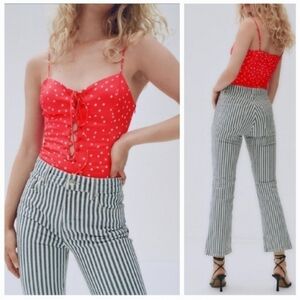 Zara satin effect red star bodysuit Medium T9
